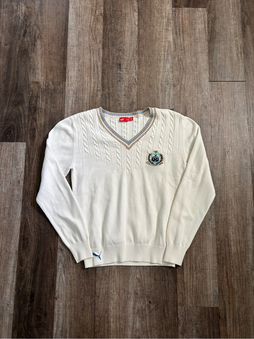 Vintage 2000s Puma Samoa Rugby Union Cable Knit V-Neck Sweater